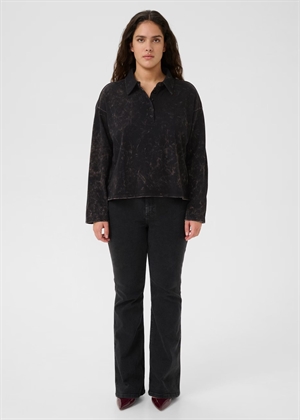 Neia polo bluse Black Brown Wash Gestuz 